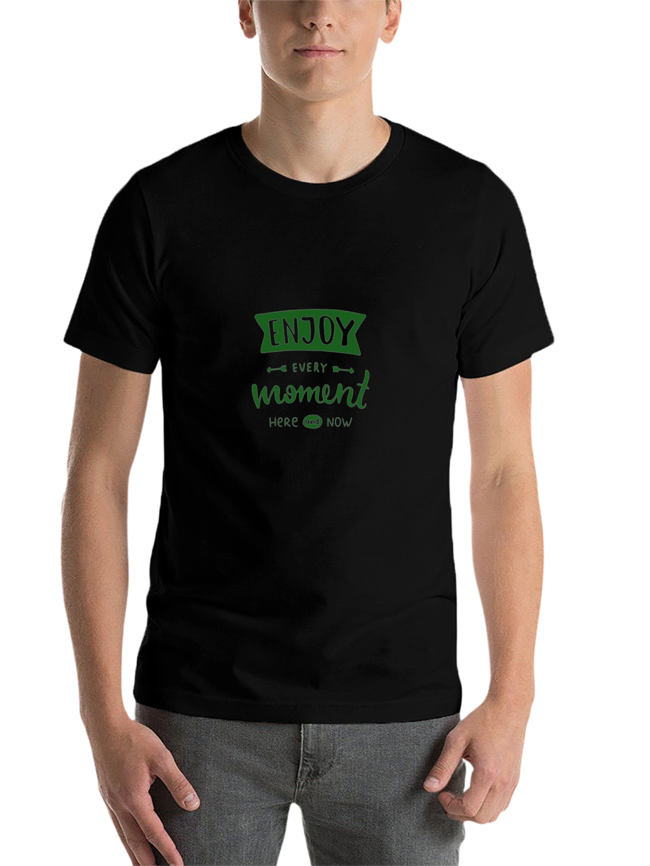 Enjoy Every Moment Graphic Tee - Black Casual Comfort