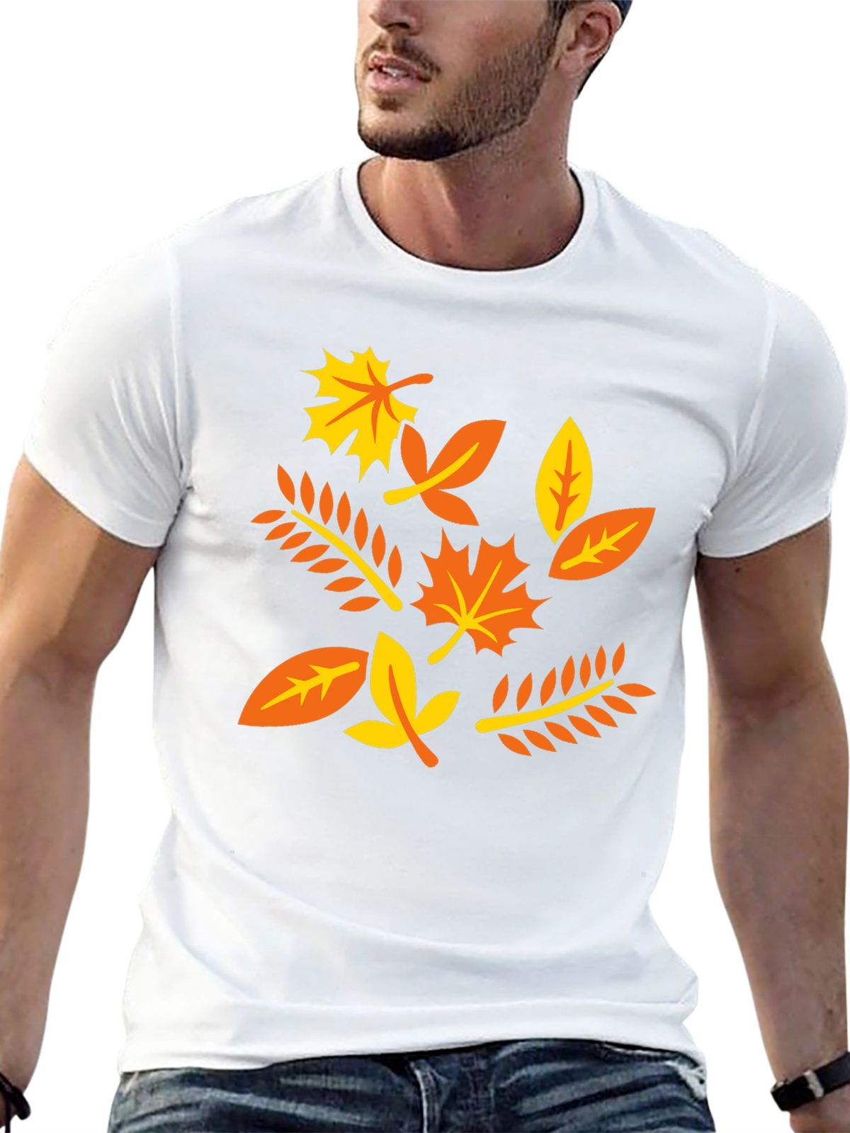 Autumn Leaves Graphic T-Shirt - Black Cotton Tee