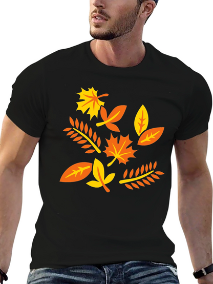 Autumn Leaves Graphic T-Shirt - Black Cotton Tee