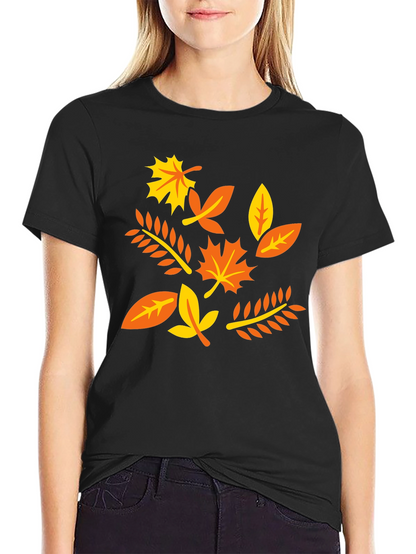 Autumn Leaves Graphic T-Shirt - Black Cotton Tee