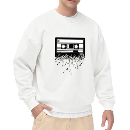 Retro Cassette Tape Crewneck Sweatshirt - Vintage 80s Music Graphic Pullover, Old School Audio, Nostalgia Top