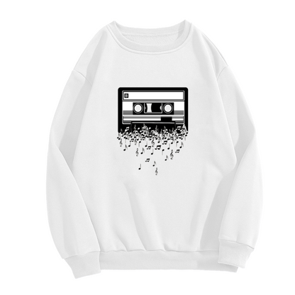 Retro Cassette Tape Crewneck Sweatshirt - Vintage 80s Music Graphic Pullover, Old School Audio, Nostalgia Top