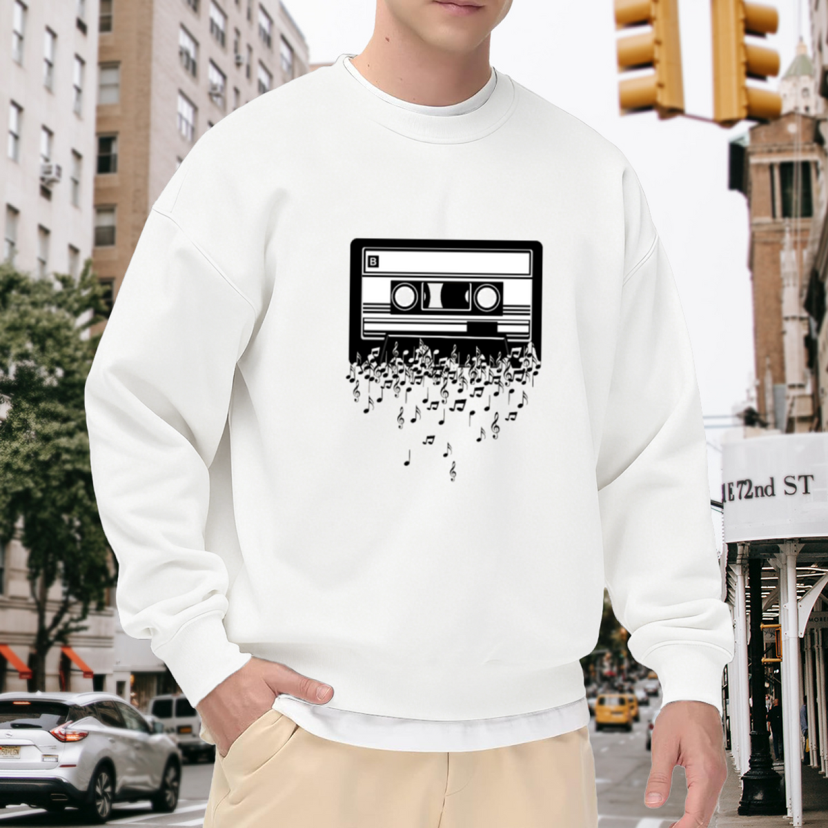 Retro Cassette Tape Crewneck Sweatshirt - Vintage 80s Music Graphic Pullover, Old School Audio, Nostalgia Top