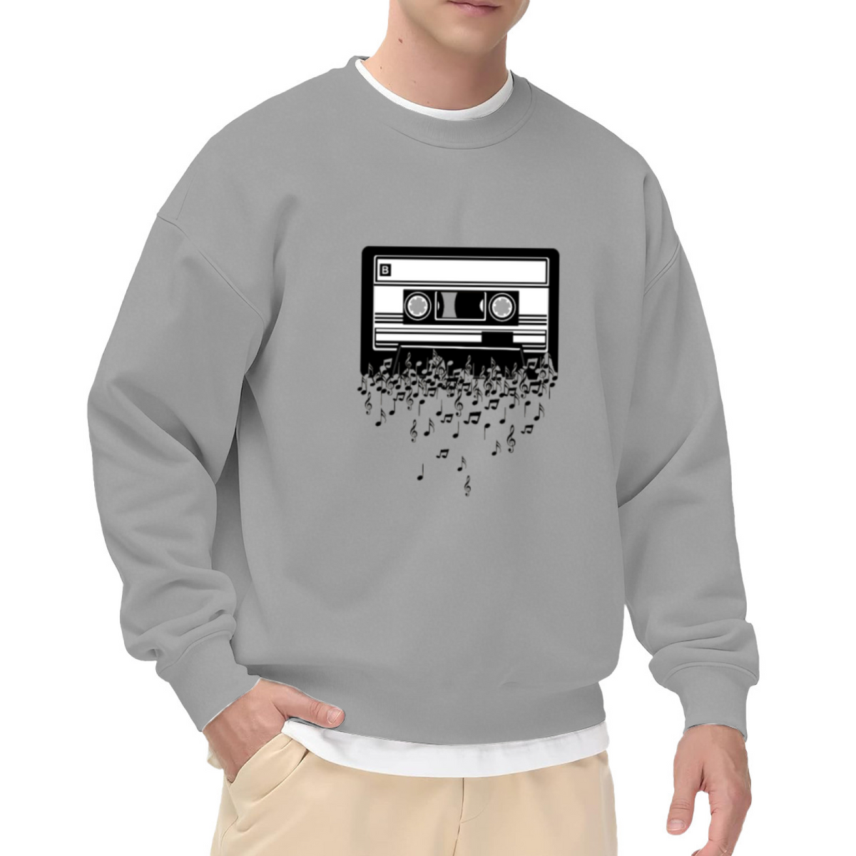 Retro Cassette Tape Crewneck Sweatshirt - Vintage 80s Music Graphic Pullover, Old School Audio, Nostalgia Top
