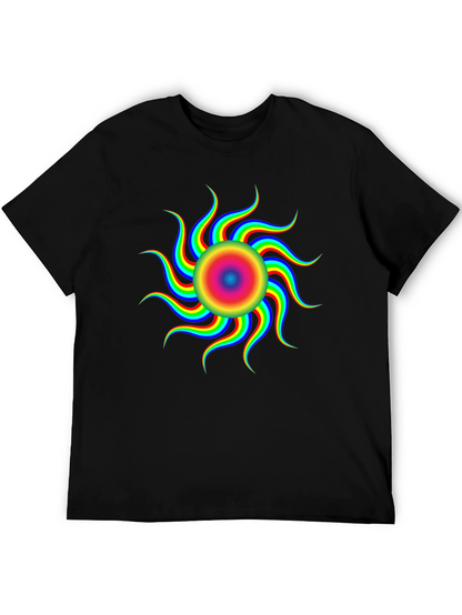 Optical Illusion Rainbow Sun T-Shirt - Black