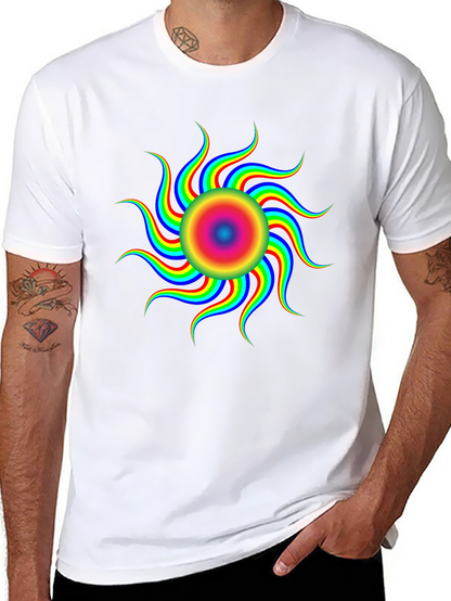 Optical Illusion Rainbow Sun T-Shirt - Black