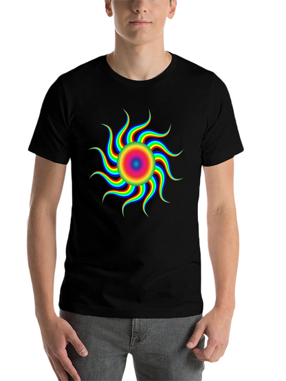 Optical Illusion Rainbow Sun T-Shirt - Black