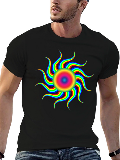 Optical Illusion Rainbow Sun T-Shirt - Black