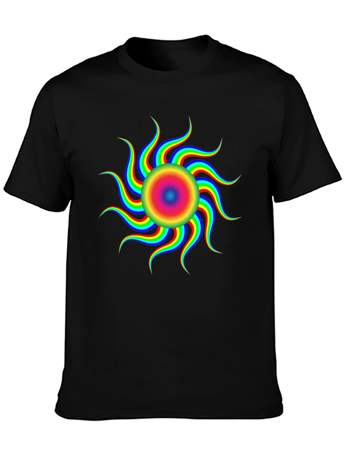 Optical Illusion Rainbow Sun T-Shirt - Black