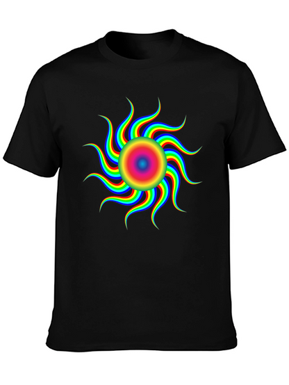 Optical Illusion Rainbow Sun T-Shirt - Black