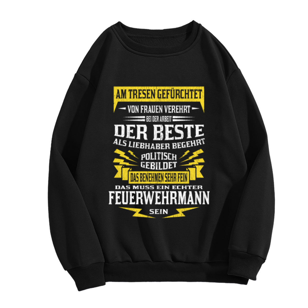Feuerwehrmann German Firefighter Humor Crewneck Sweatshirt | Vintage Distressed Firefighter Gift Pullover (German Text)