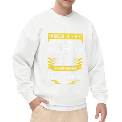 Feuerwehrmann German Firefighter Humor Crewneck Sweatshirt | Vintage Distressed Firefighter Gift Pullover (German Text)
