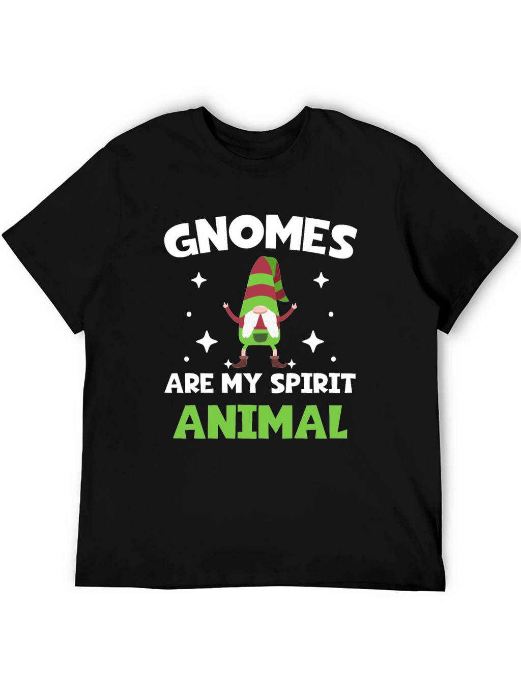 Gnomes Are My Spirit Animal Black T-Shirt