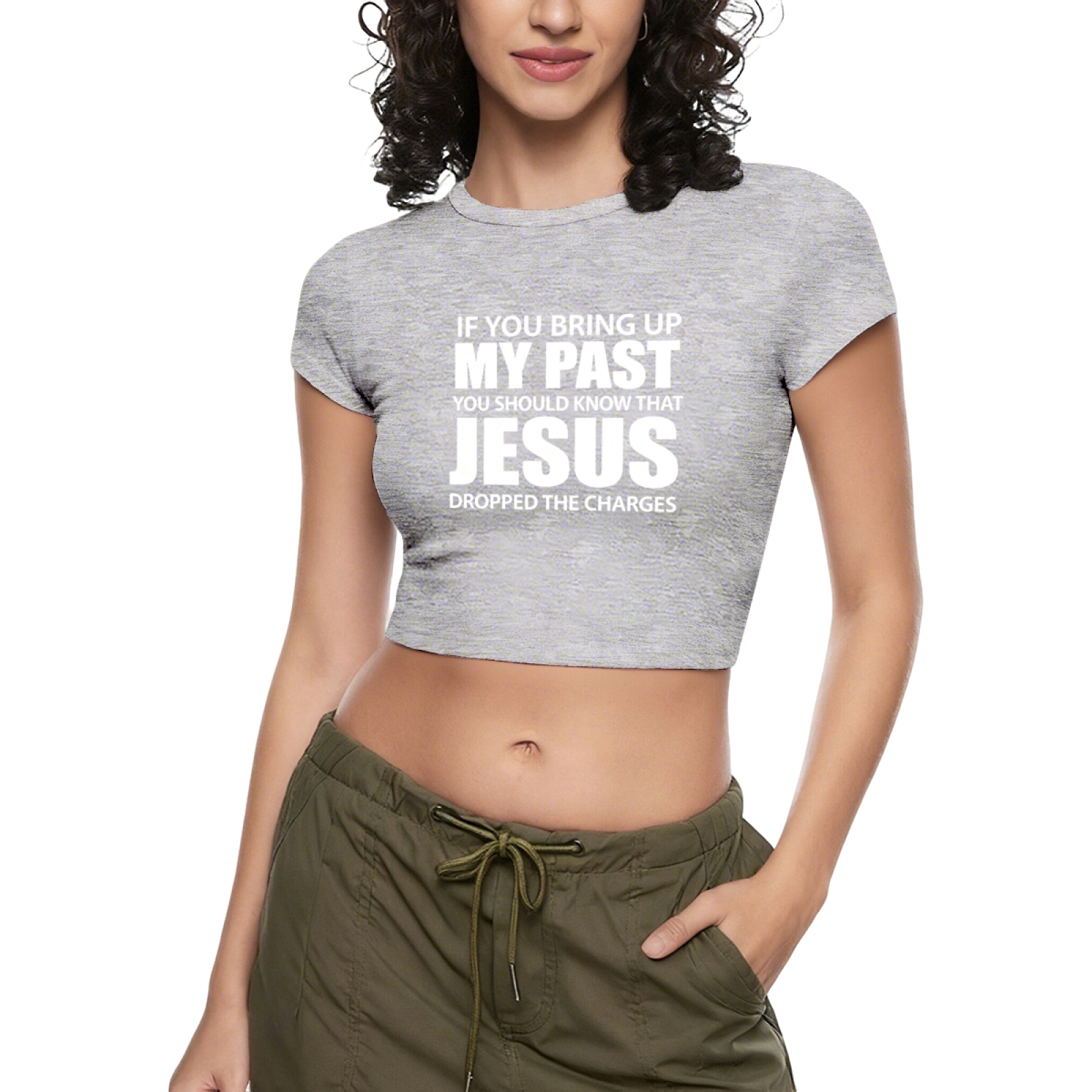 Jesus Dropped The Charges Faith Statement Hot Pink Crop Top