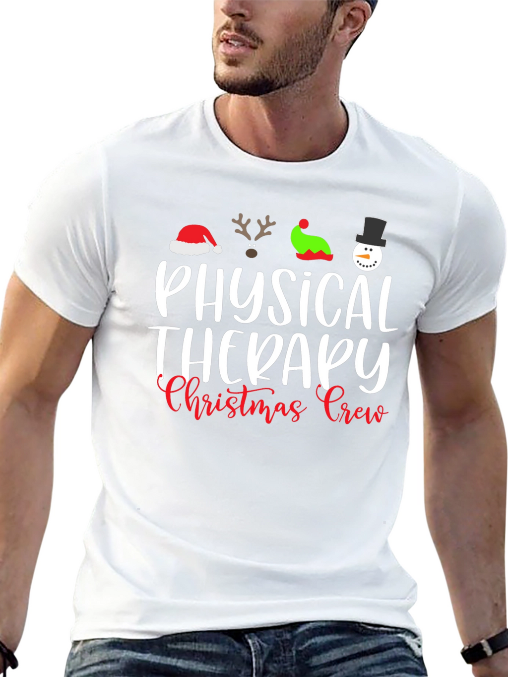 Physical Therapy Christmas Crew Black T-Shirt