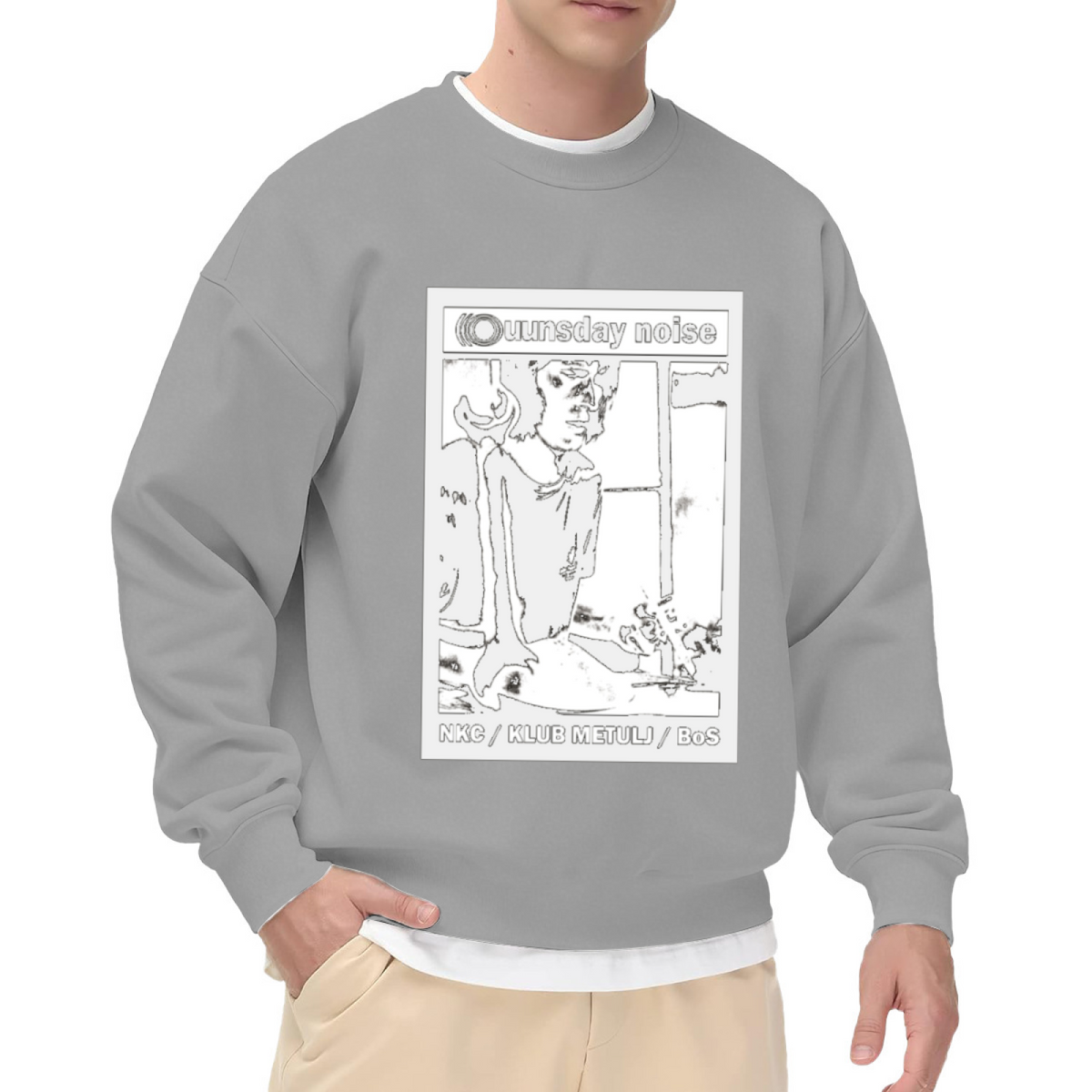 Ouunsday Noise Underground Gig Poster Sketch Crewneck Sweatshirt | Surreal Zine Lo-Fi Art Pullover, Experimental Music Gift