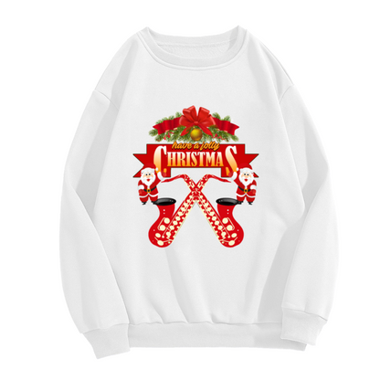 Have A Jolly Christmas Saxophone Santa Crewneck Sweatshirt | Festive Music Lover Pullover, Funny Christmas Graphic Top, Holiday Gift