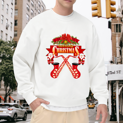 Have A Jolly Christmas Saxophone Santa Crewneck Sweatshirt | Festive Music Lover Pullover, Funny Christmas Graphic Top, Holiday Gift