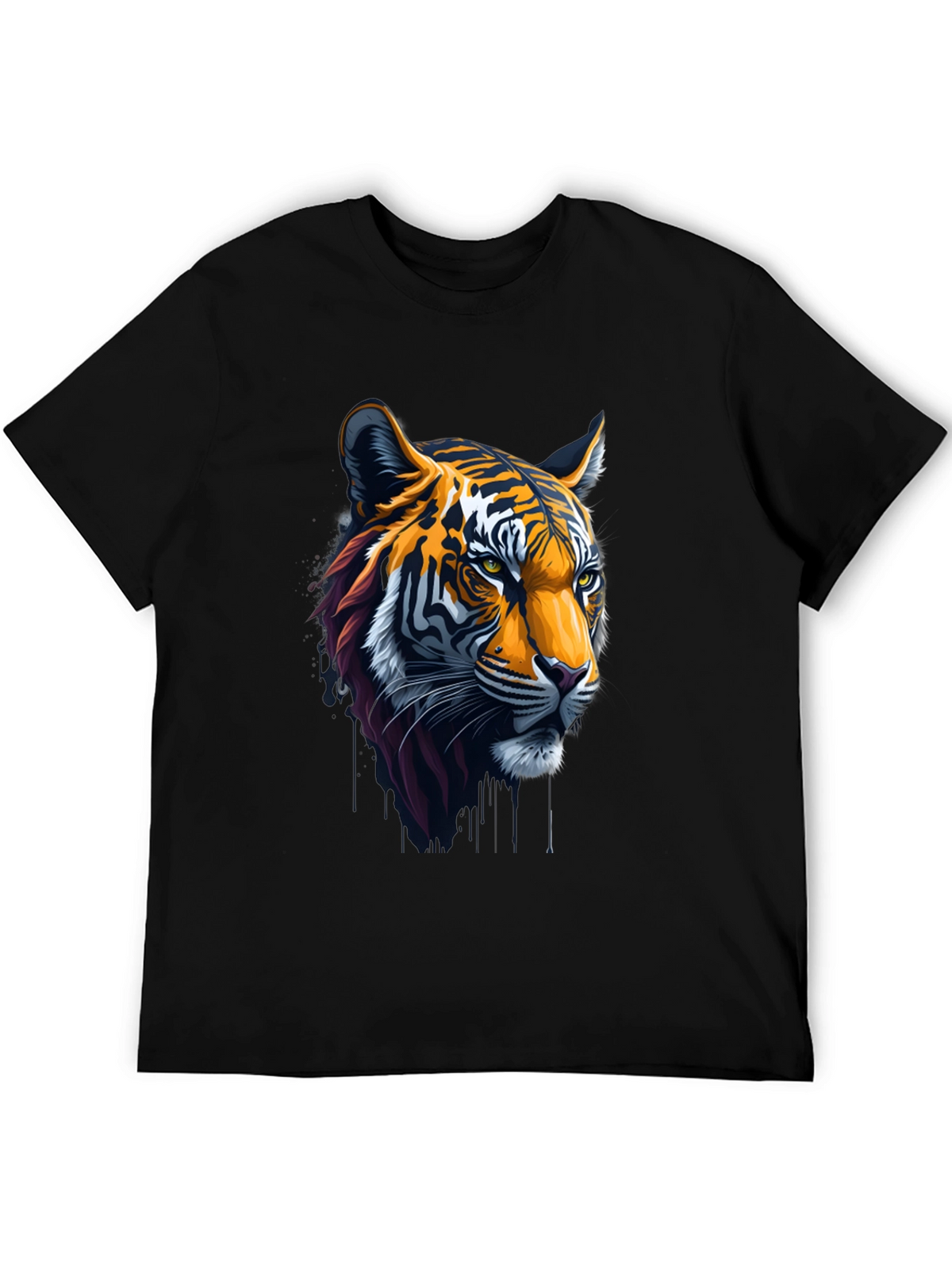 Cool Tiger Head Graphic Black T-Shirt