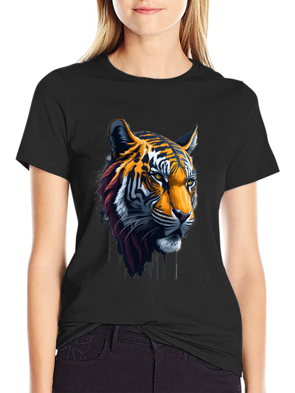 Cool Tiger Head Graphic Black T-Shirt