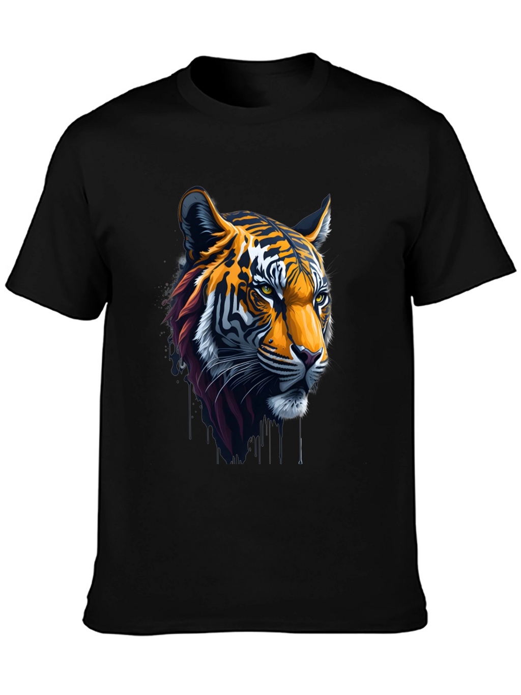 Cool Tiger Head Graphic Black T-Shirt