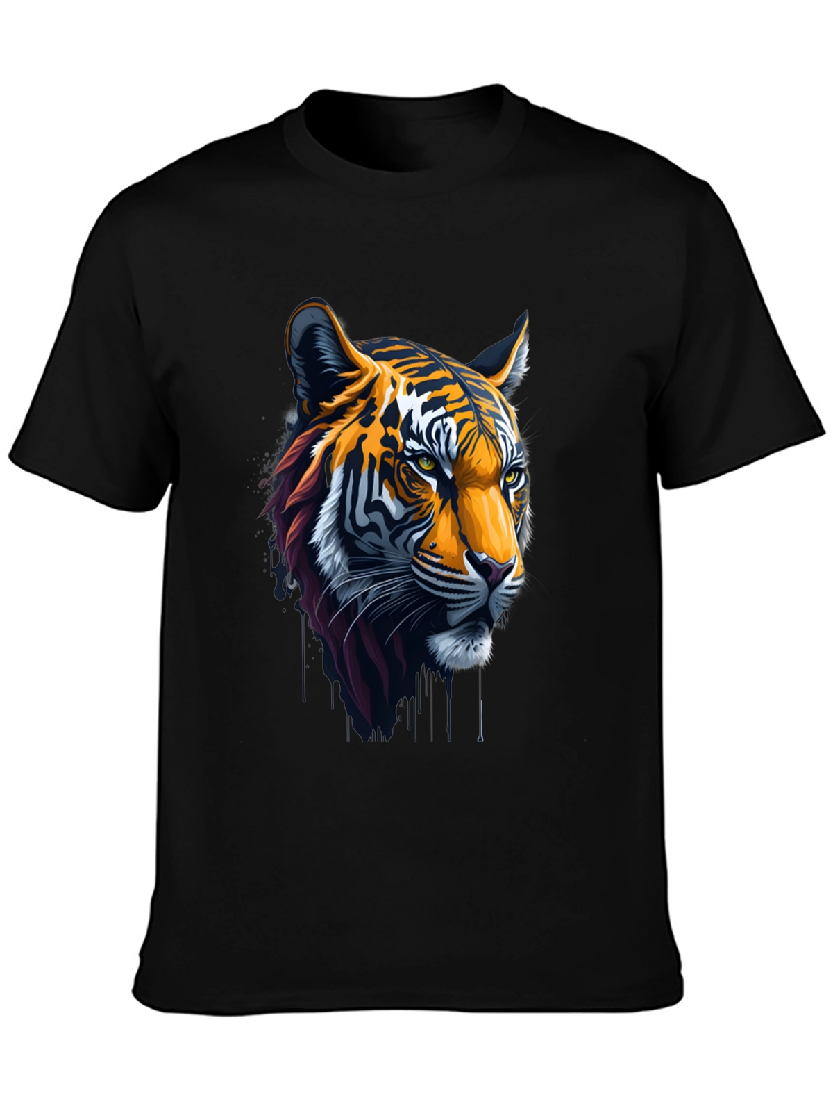 Cool Tiger Head Graphic Black T-Shirt