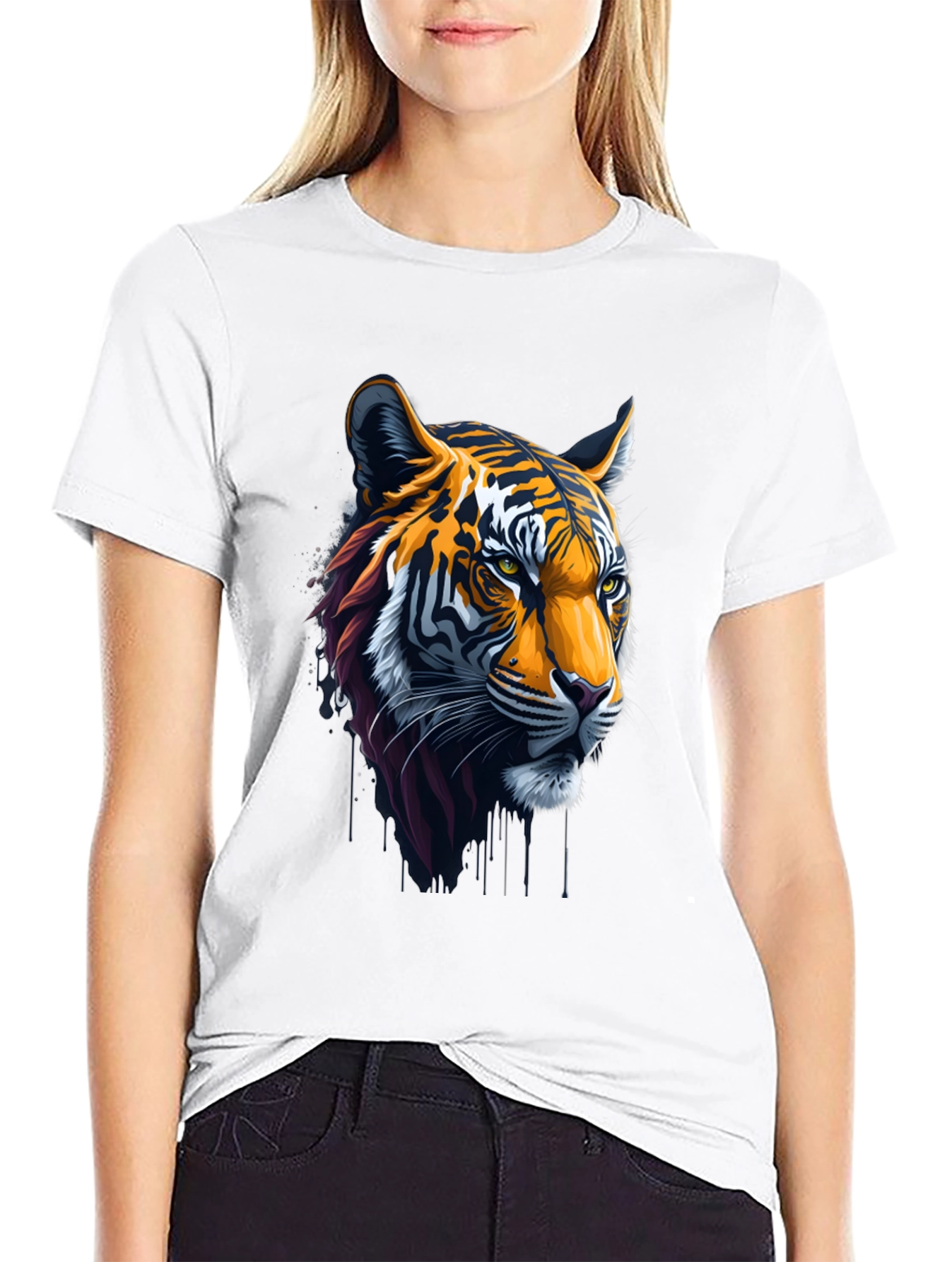 Cool Tiger Head Graphic Black T-Shirt