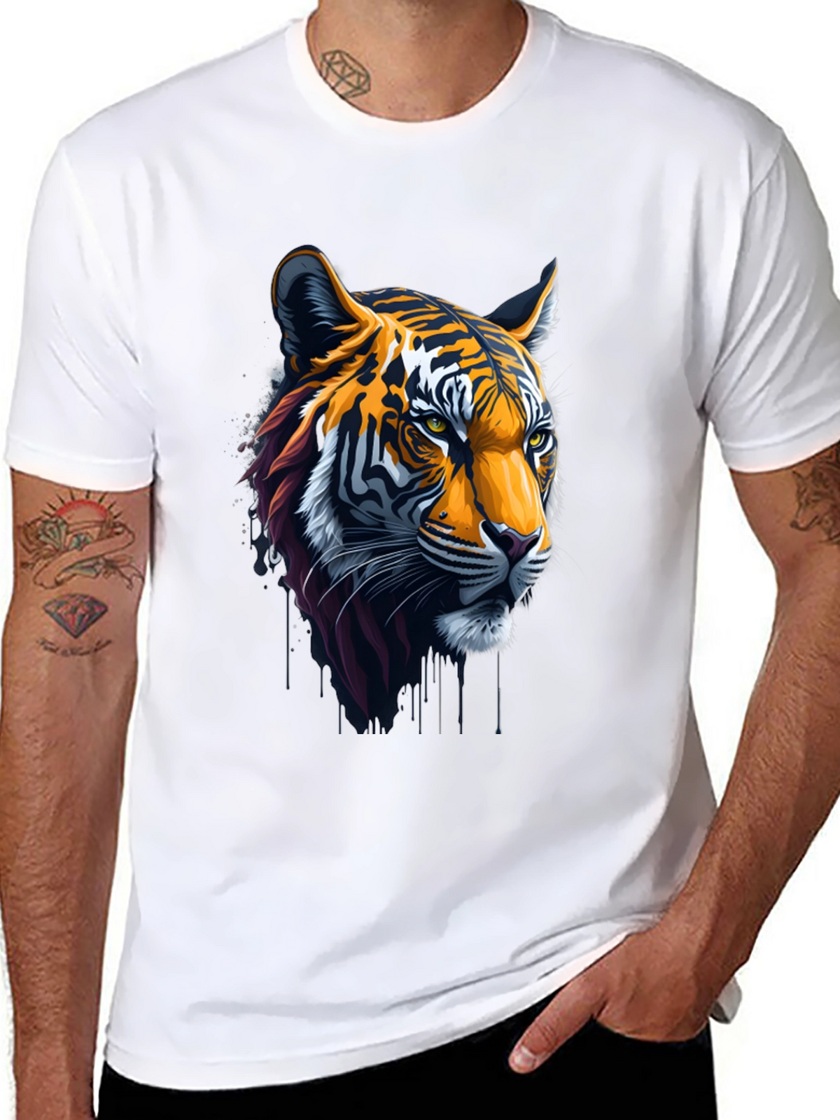 Cool Tiger Head Graphic Black T-Shirt
