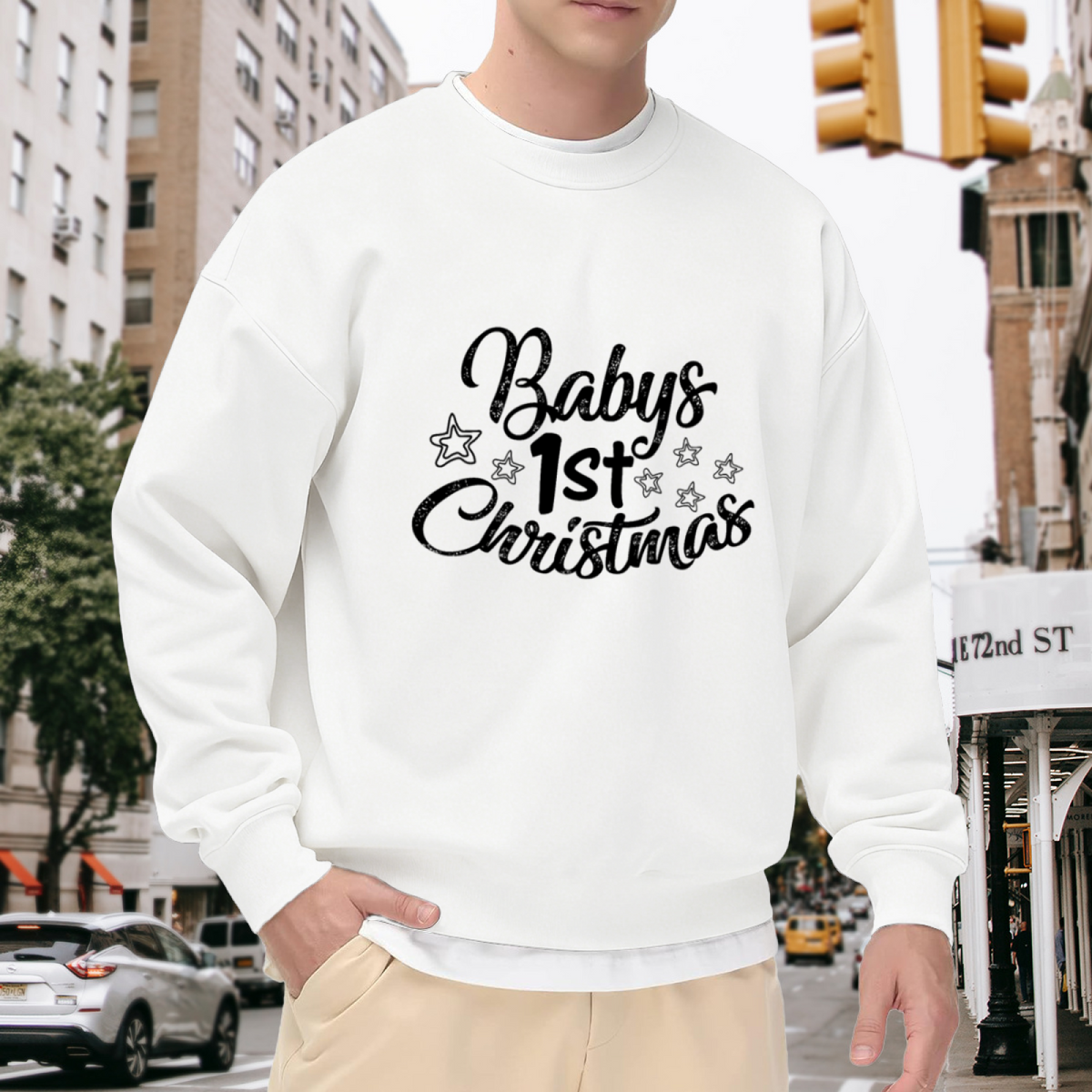 Baby's 1st Christmas Crewneck Sweatshirt for New Parents, Newborn First Holiday Keepsake Pullover, Christmas Mom Dad Gift Idea