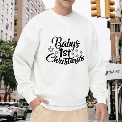 Baby's 1st Christmas Crewneck Sweatshirt for New Parents, Newborn First Holiday Keepsake Pullover, Christmas Mom Dad Gift Idea