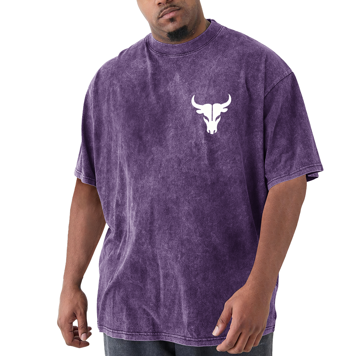 Minimal White Bull Skull Chest Logo