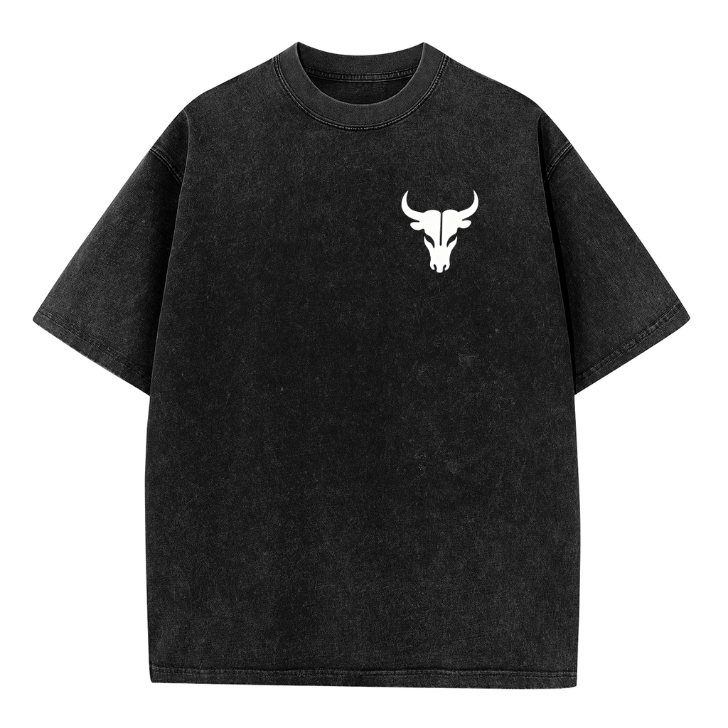 Minimal White Bull Skull Chest Logo