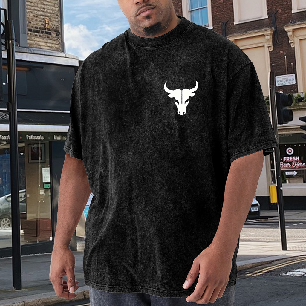 Minimal White Bull Skull Chest Logo