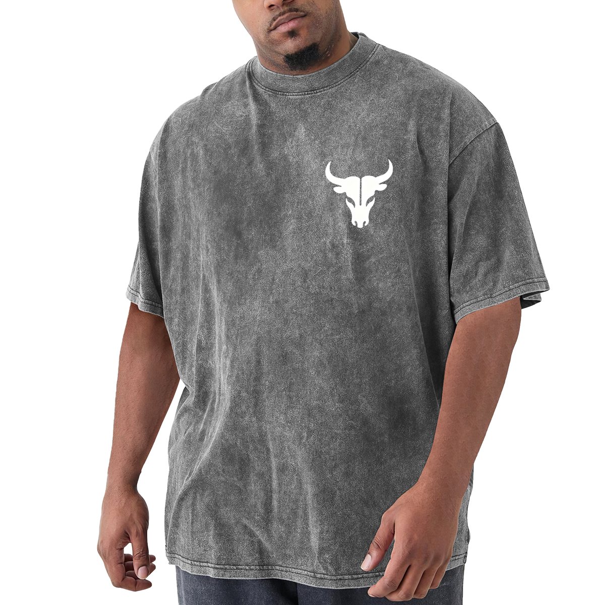 Minimal White Bull Skull Chest Logo