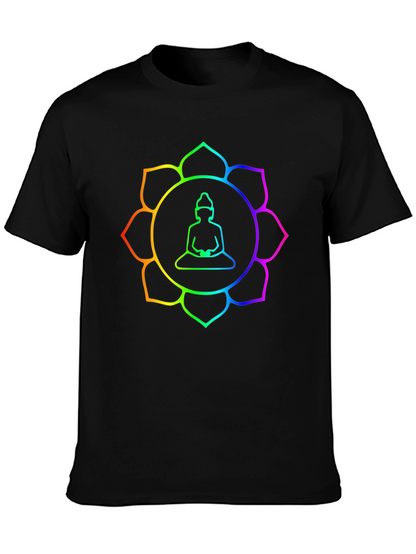 Rainbow Buddha Lotus T-Shirt - Meditation Zen Style