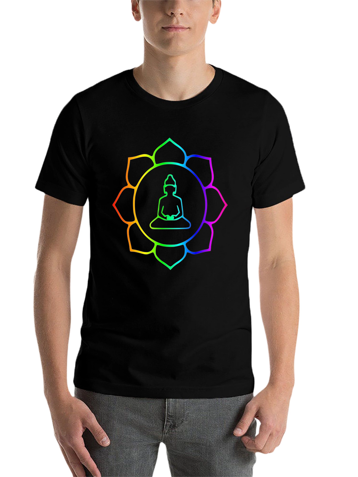 Rainbow Buddha Lotus T-Shirt - Meditation Zen Style