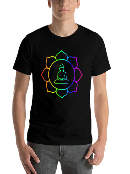 Rainbow Buddha Lotus T-Shirt - Meditation Zen Style