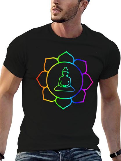 Rainbow Buddha Lotus T-Shirt - Meditation Zen Style