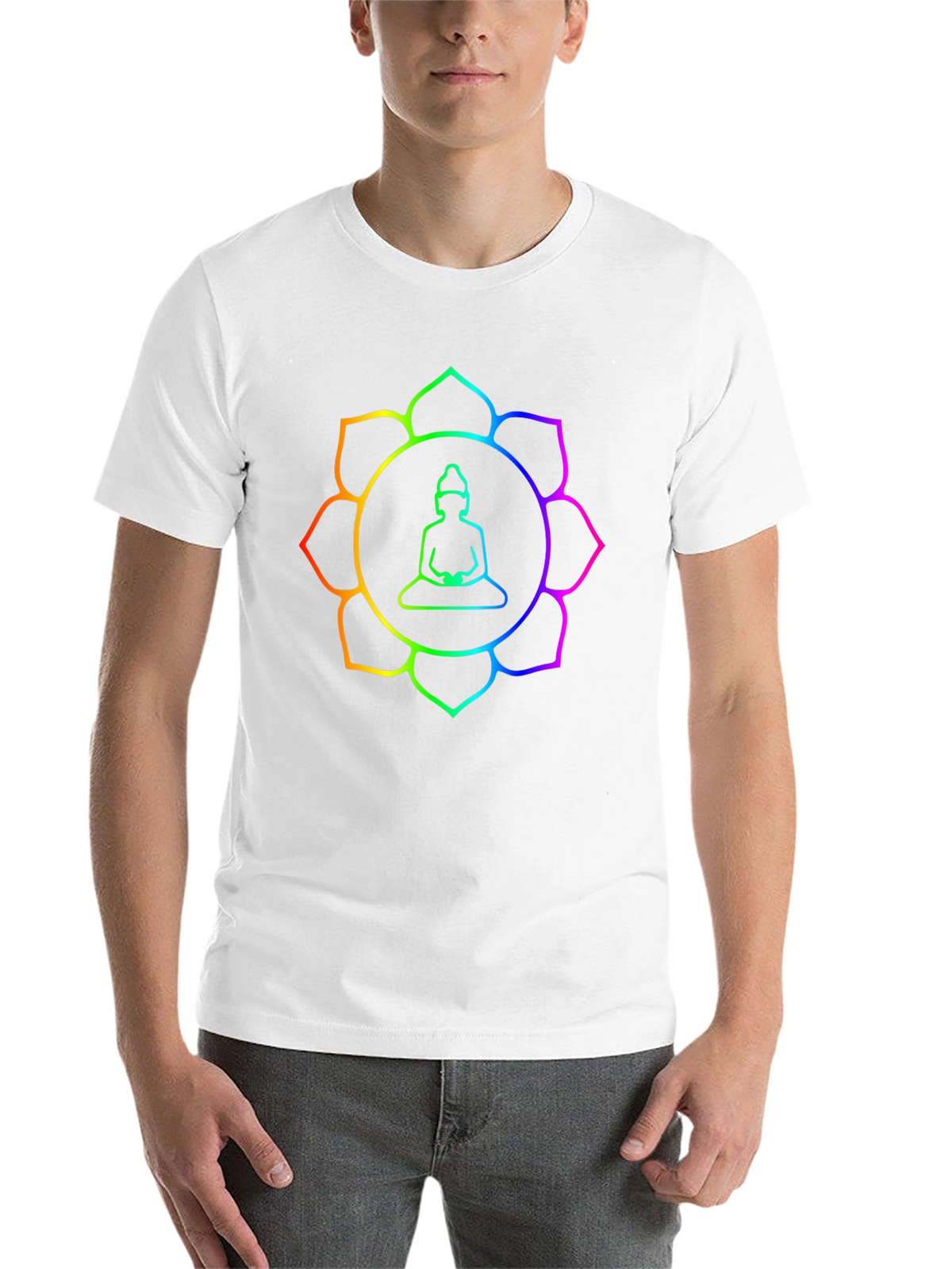 Rainbow Buddha Lotus T-Shirt - Meditation Zen Style
