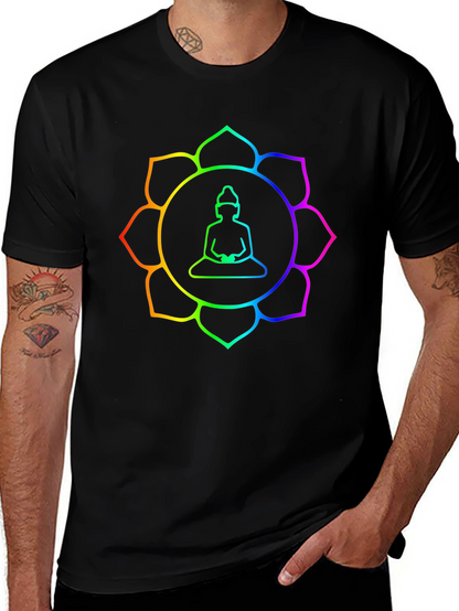 Rainbow Buddha Lotus T-Shirt - Meditation Zen Style
