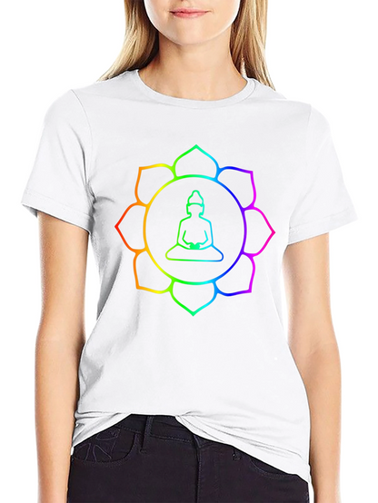 Rainbow Buddha Lotus T-Shirt - Meditation Zen Style