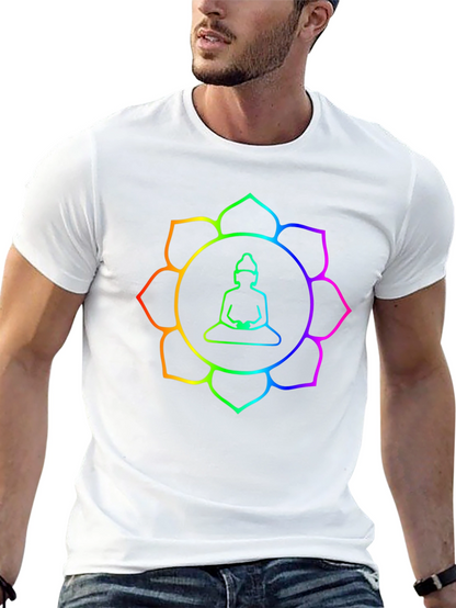 Rainbow Buddha Lotus T-Shirt - Meditation Zen Style