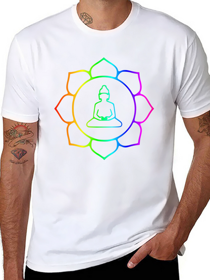 Rainbow Buddha Lotus T-Shirt - Meditation Zen Style