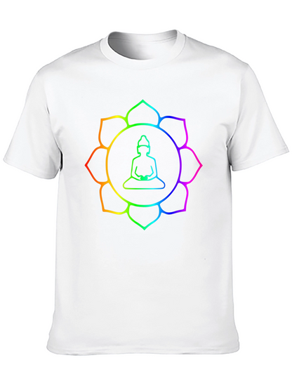 Rainbow Buddha Lotus T-Shirt - Meditation Zen Style