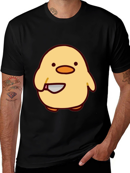 Cute Chick with Knife Graphic Tee - Black