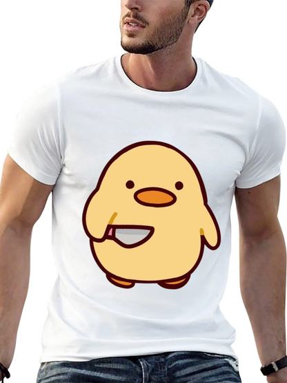 Cute Chick with Knife Graphic Tee - Black