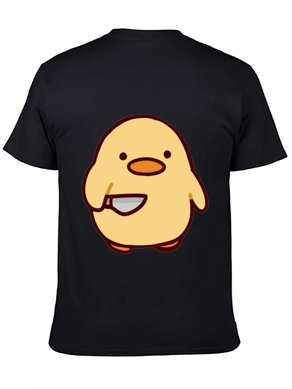 Cute Chick with Knife Graphic Tee - Black