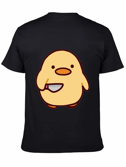 Cute Chick with Knife Graphic Tee - Black