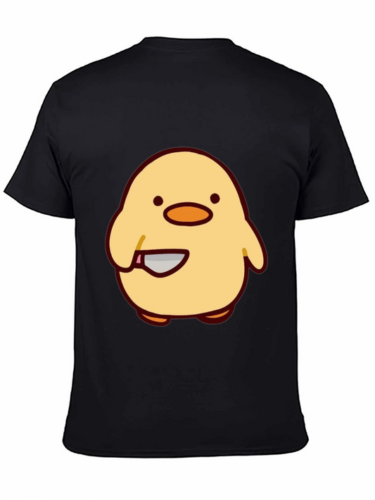 Cute Chick with Knife Graphic Tee - Black