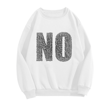 NO Made Of YES Typographic Word Art Crewneck Sweatshirt | Ironic Contradiction Graphic Pullover, Funny Streetwear Top